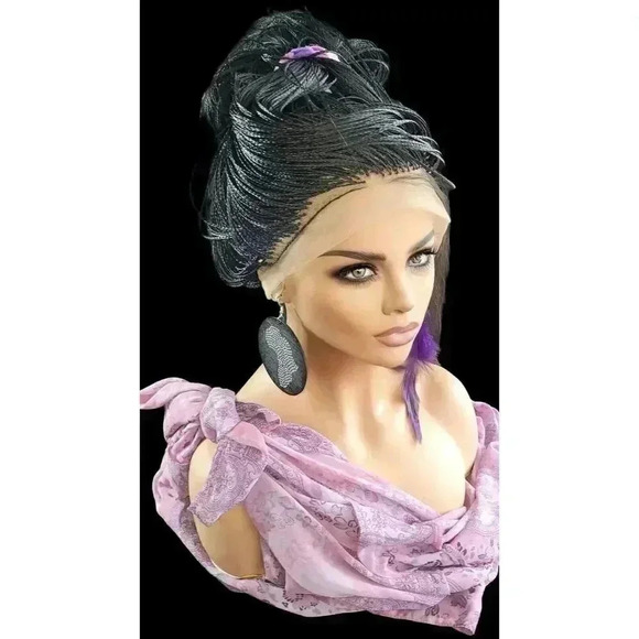 🔥Handmade Micro Million Braided Full Lace Wig 18” Jet Black #1, Natural Look🔥 - Picture 12 of 17